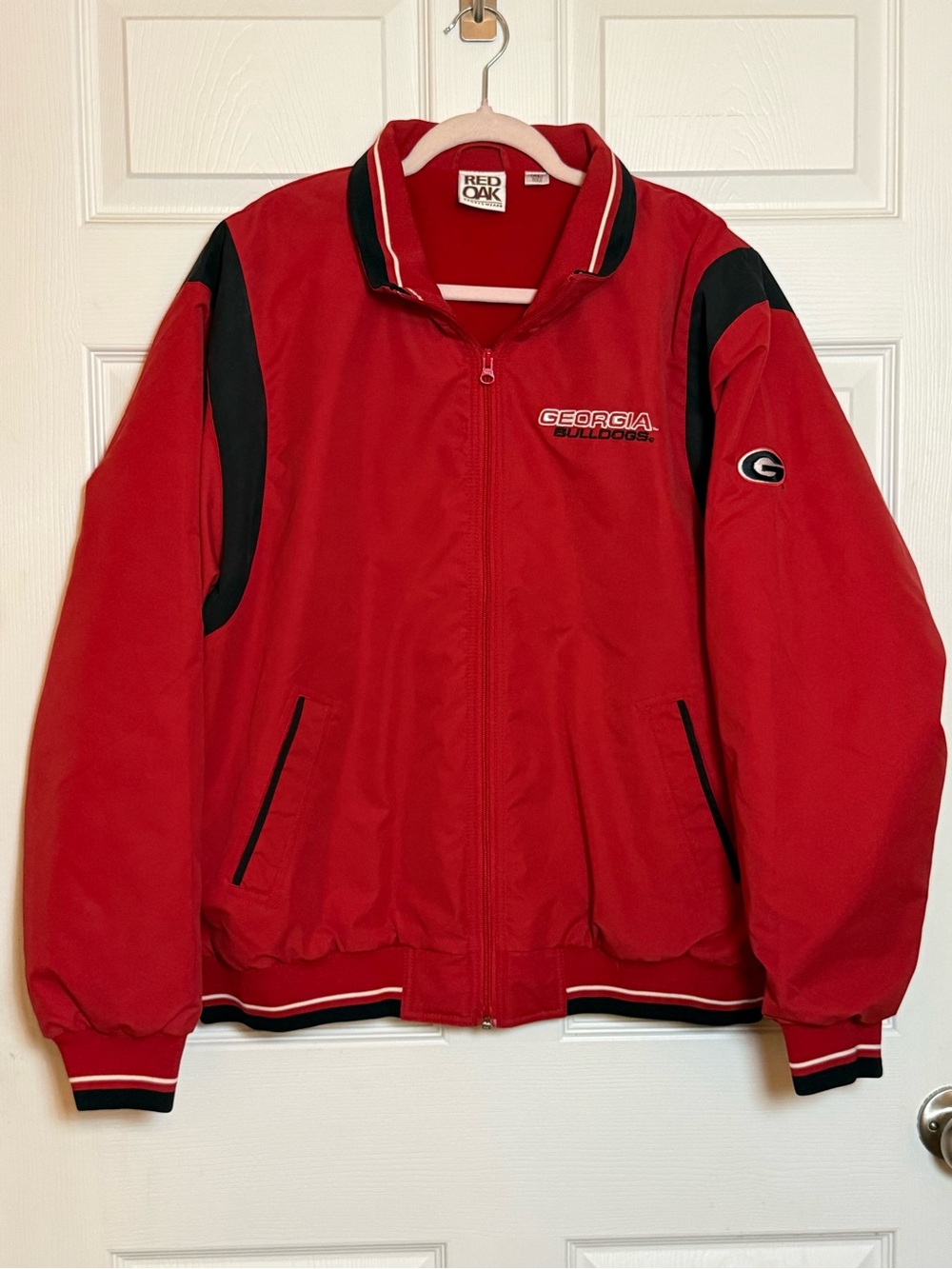 Vintage Red Oak Georgia Bulldogs Red & Black Varsity Bomber Jacket